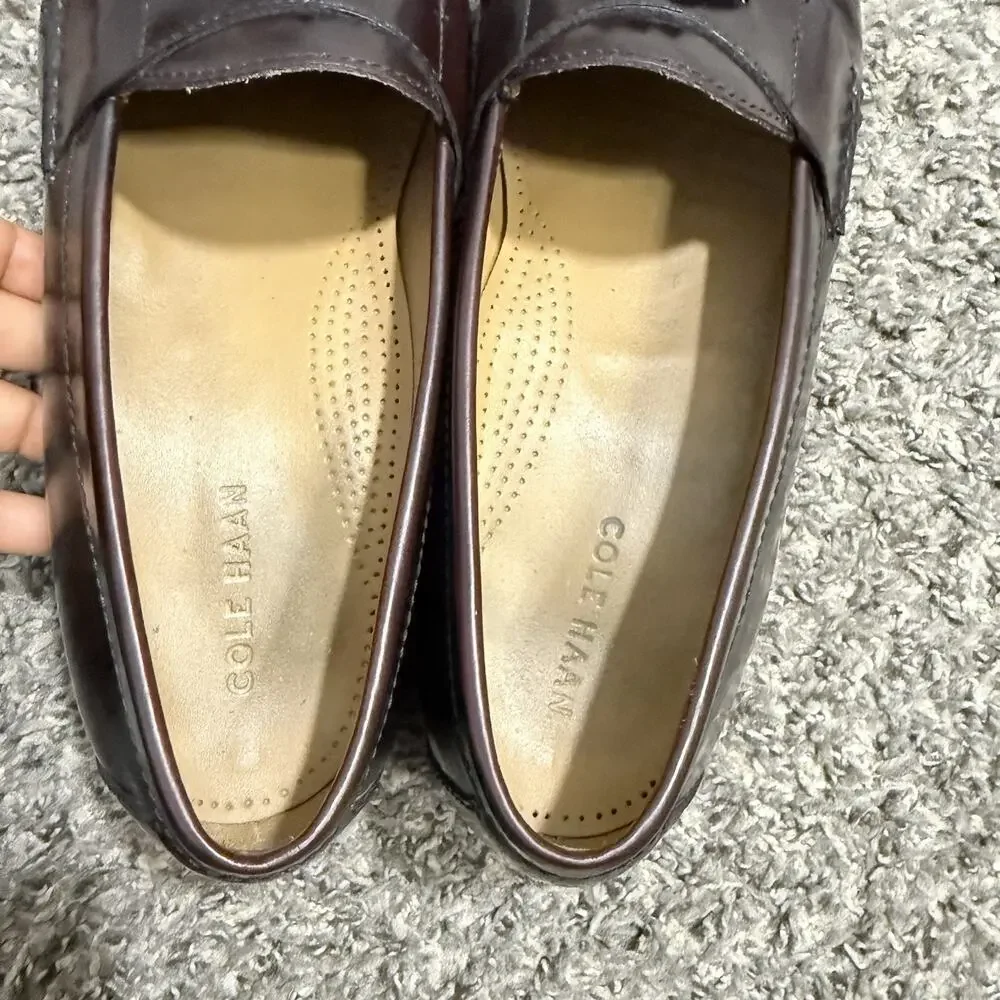 Cole Haan Men's Size 12 D Pinch Tassel Loafer Burgundy Patent Leather
